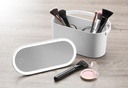 Portable Makeup Organizer with Adaptable 180° Swivel LED Mirror Stand